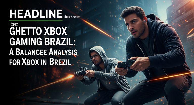 Brazilian Xbox gaming community gathering with console, screens, and controllers.