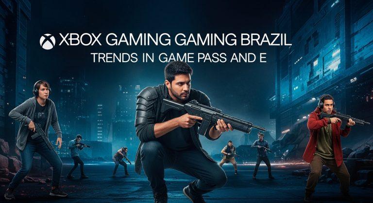 Brazilian gamer enjoying an Xbox setup in a colorful living room