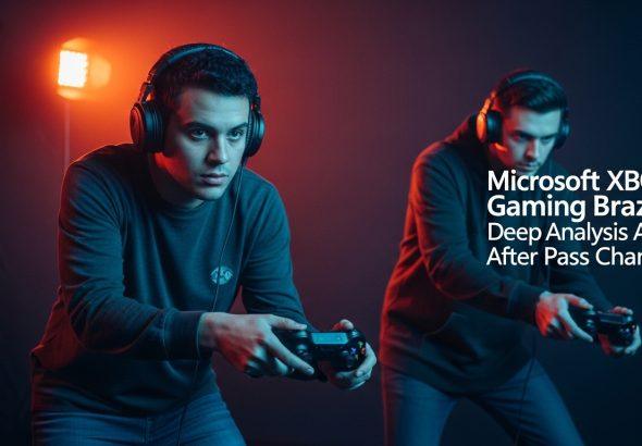 Editorial photo showing Xbox console and Brazilian market imagery.