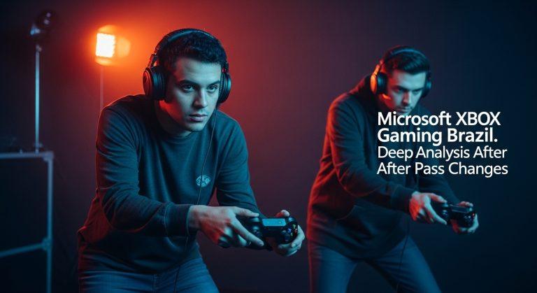 Editorial photo showing Xbox console and Brazilian market imagery.