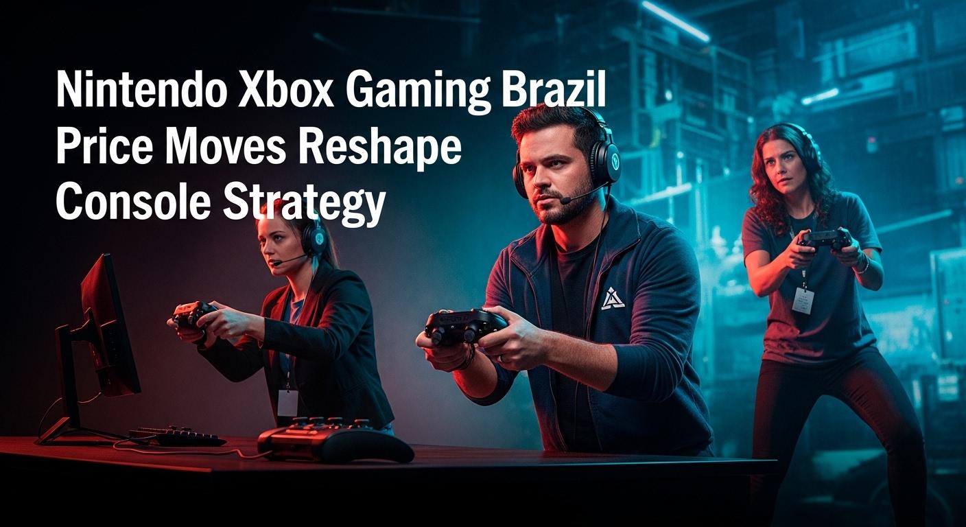 Brazilian gamers comparing Nintendo Switch Online price moves and Xbox Game Pass value in a store setting