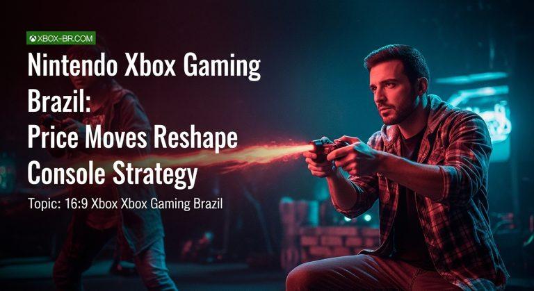 Brazilian gamers comparing Nintendo Switch Online price moves and Xbox Game Pass value in a store setting