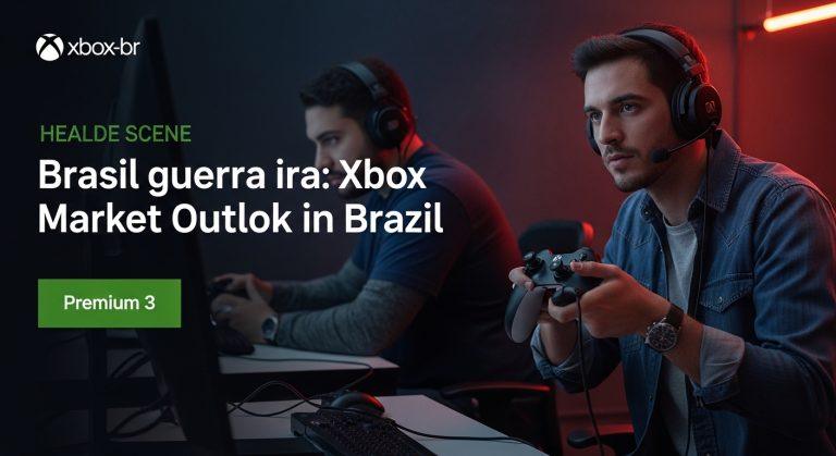 Brazilian gamers playing Xbox with a world map backdrop highlighting trade routes.