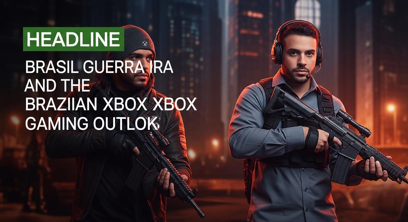 Brazilian gamer focusing on an Xbox console with a Brazil-themed backdrop