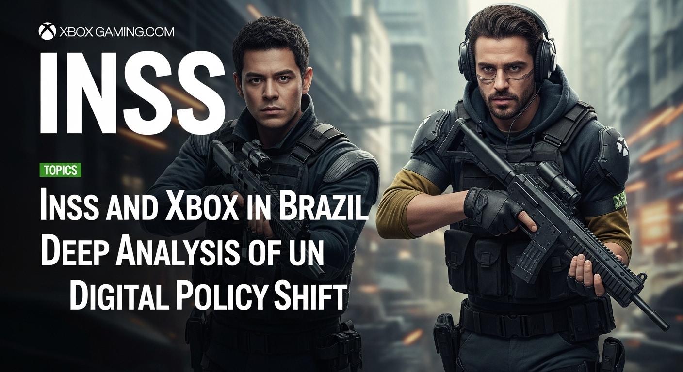 Editorial illustration of a Brazilian Xbox gamer considering policy shifts and digital security.