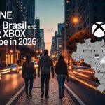 Xbox branding over a Brazilian street scene along Avenida Brasil, symbolizing Brazil's evolving gaming landscape.